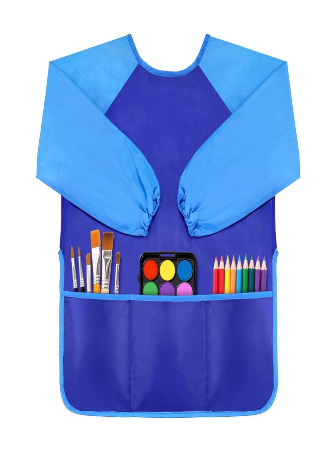 DaiUni Art Smock for Kids, Toddler Paint Smock, Kids Painting Apron, Waterproof Children Artist Craft Apron With Long Sleeve and 3 Pockets for Age 2-6 (Blue) - Image 1